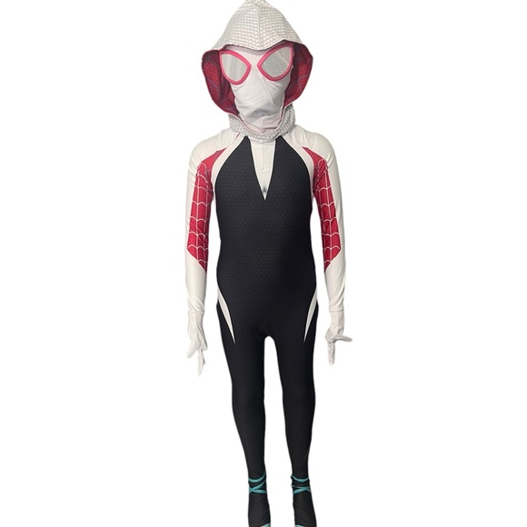 Kids Gwen Stacey Costumes Across The Spider-Verse Gwen Halloween Suit 7-8 years - Picture 9 of 14